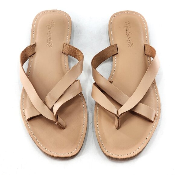 MADEWELL NWOB The Boardwalk Thong Sandal Leather Slide Flip Flop Tan - Picture 3 of 5